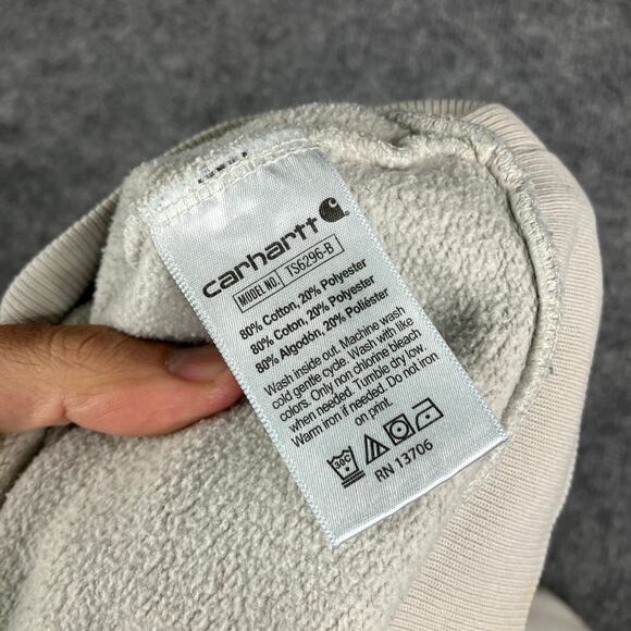 Carhartt Hoodie Youth M White Pullover Fleece Logo Graphic Distressed Boys - Picture 6 of 9